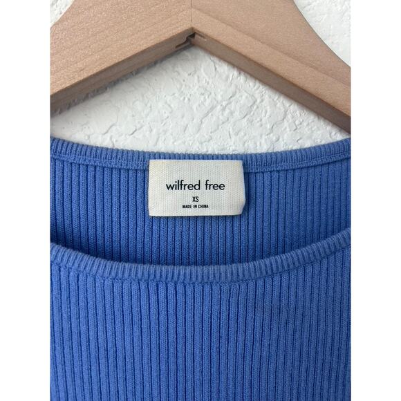 ARITZIA - Wilfred Free Cut-Out Rib Knit Granite Blue Mini Bodycon Dress - Picture 3 of 4